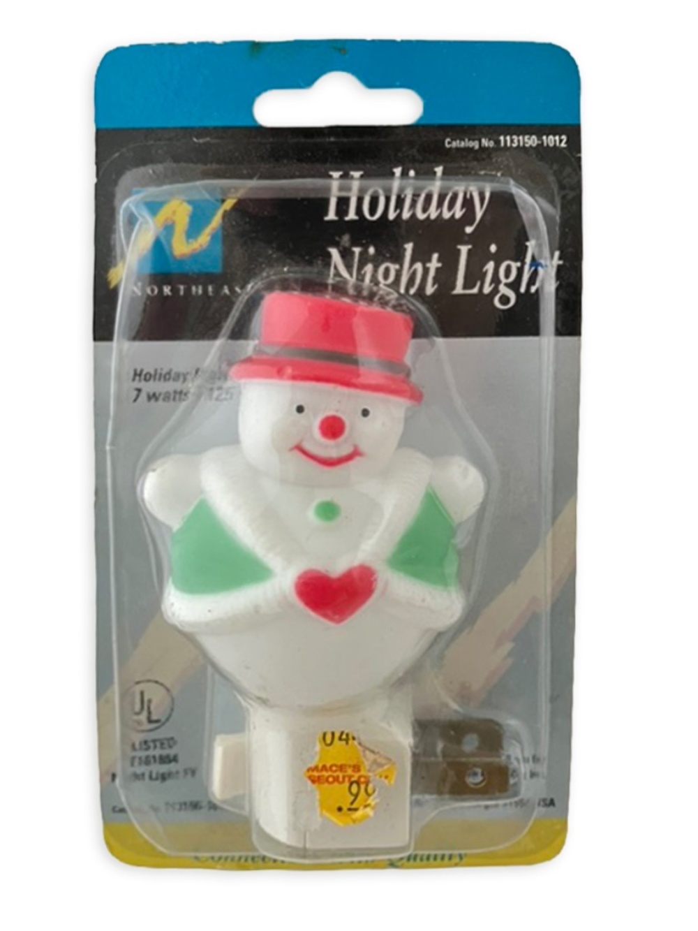 Northeast brand snowman holiday night light, specifically 113150-1012 Vintage
